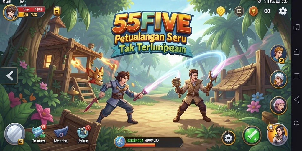 Tampilan screenshot 55FIVE menampilkan aksi petualangan yang mendebarkan.