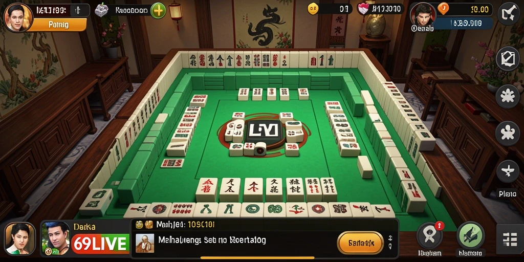Screenshot gameplay Mahjong di 69LIVE yang menawan.