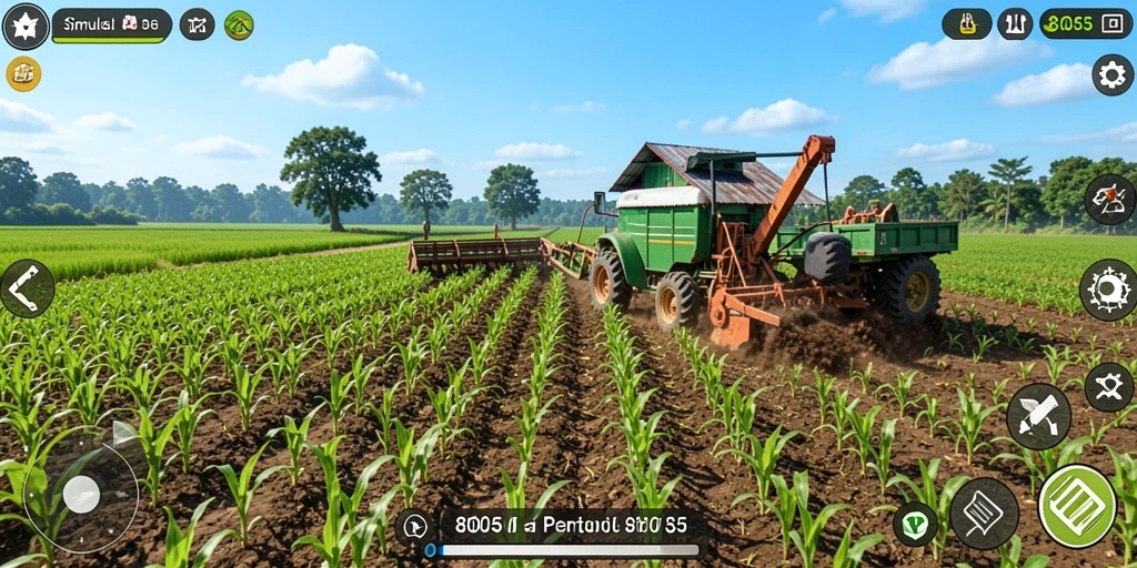Tampilan gameplay <strong>8055</strong> yang menakjubkan saat bercocok tanam.