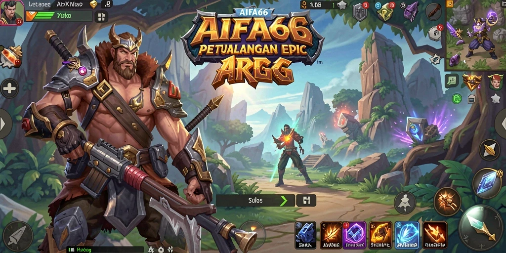Screenshot AIFA66 menampilkan pertarungan epik dengan karakter dan monster.