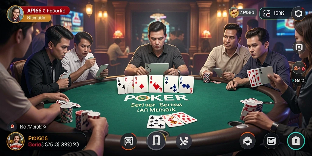Screenshot gameplay API66 menampilkan aksi seru dalam permainan poker.