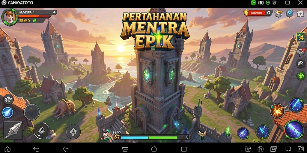 Tampilan gameplay menara dalam CAHAYATOTO yang menawan.