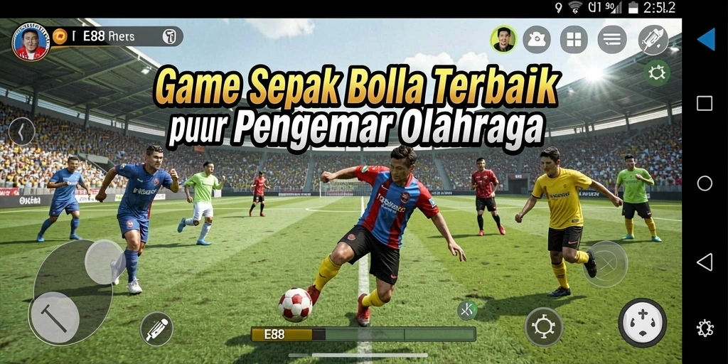 Tampilan gameplay E88 yang menampilkan pertandingan sepak bola yang intens.