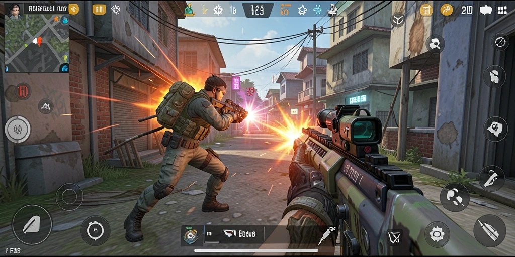 Tampilan gameplay menegangkan dalam F08 saat bertempur di medan perang.