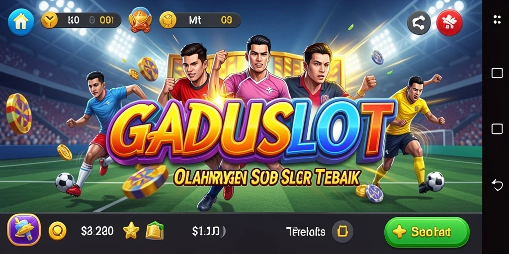 Tampilan gameplay GADUNSLOT dengan tema olahraga yang seru dan interaktif.