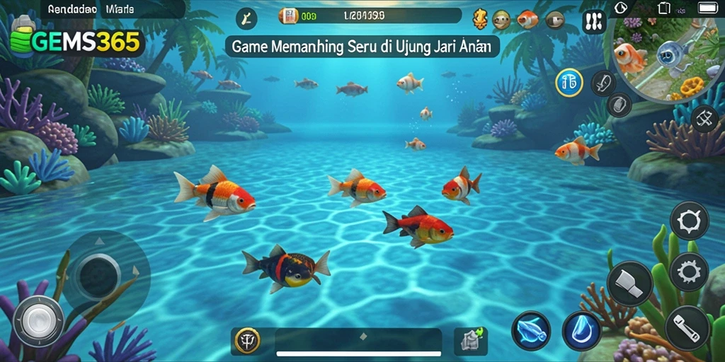 Screenshot aksi memancing yang menegangkan di GEMS365.