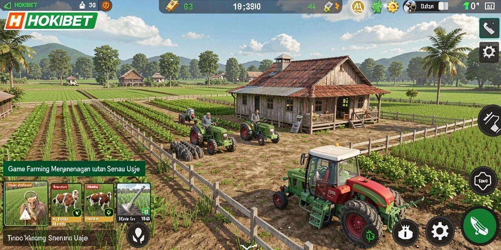 Tangkapan layar gameplay HOKIBET yang menampilkan kebun yang indah dan beragam tanaman.