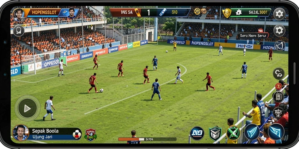 Screenshot utama HOPENGSLOT menampilkan aksi seru di lapangan sepak bola.