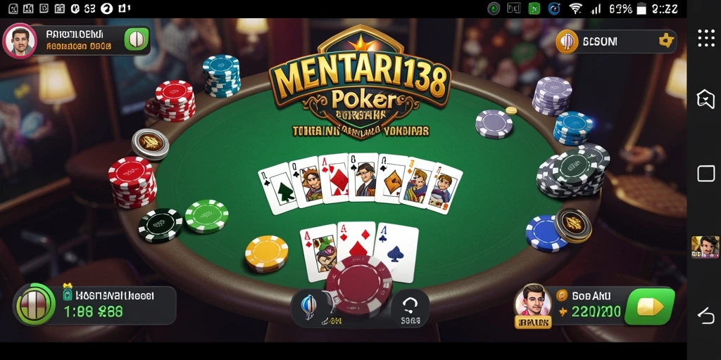 Tampilan gameplay Poker yang mendebarkan di MENTARI138.