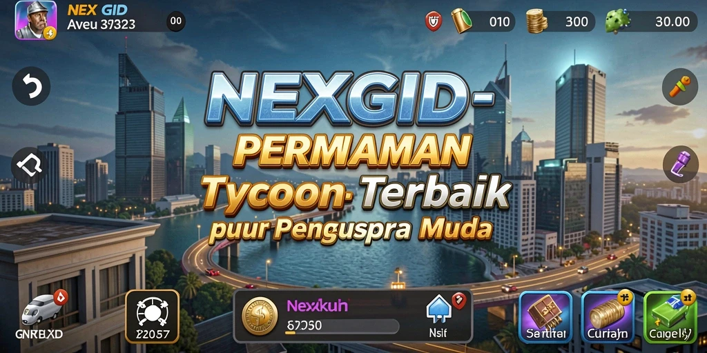 Screenshot gameplay NEXGID menunjukkan pengelolaan bisnis yang cerdas.