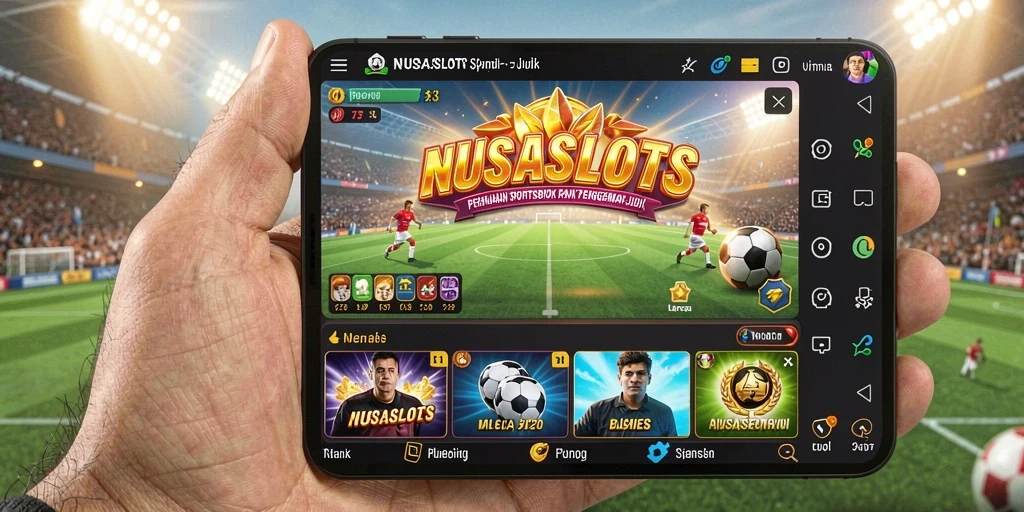 Tampilan layar utama NUSASLOTS yang menarik dengan permainan Sportsbook.
