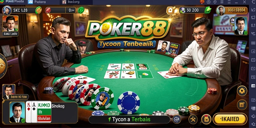 Tampilan gameplay POKER88 yang mendebarkan.