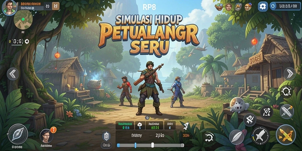 Screenshot utama RP8 menampilkan karakter utama dalam dunia simulasinya.