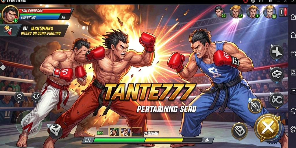 Tampilan gameplay TANTE777 yang mendebarkan dalam pertarungan Fighting.