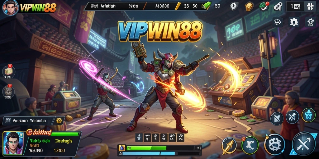 Screenshot gameplay VIPWIN88 menunjukkan aksi pertempuran yang intens dan strategis.