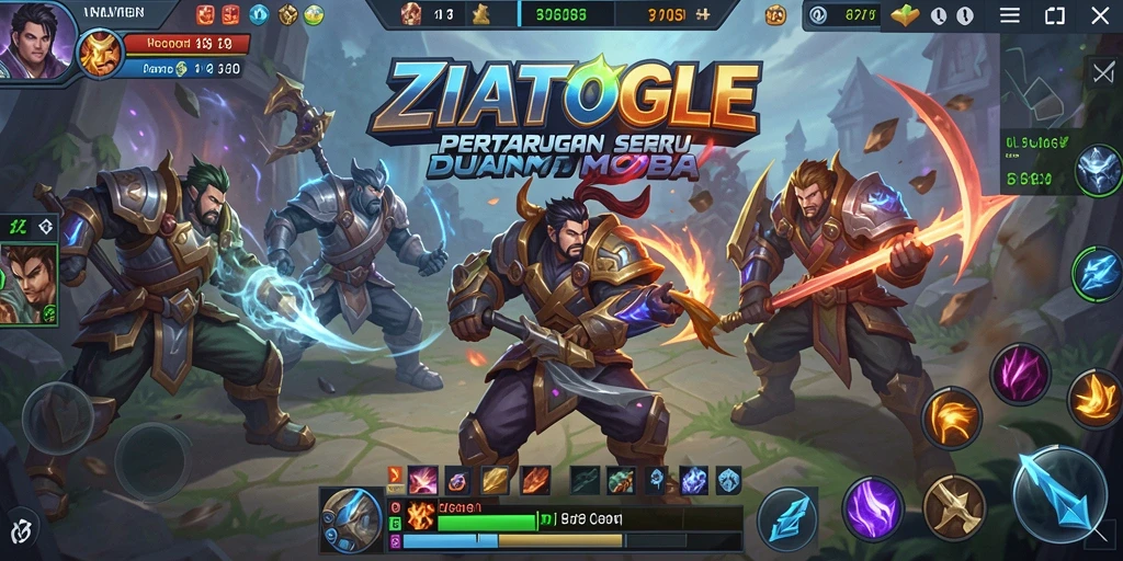 Tampilan utama gameplay ZIATOGEL dengan aksi seru dan karakter unik.